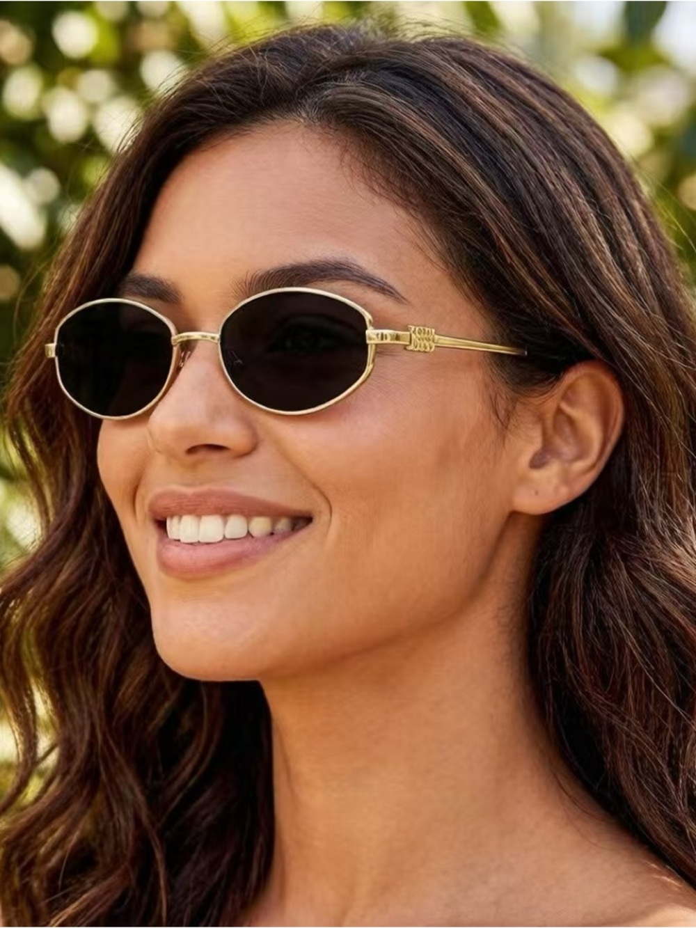 Miu Miu Gold Frame Oval Sunglasses with Black Lenses - Fashion Women Accessories